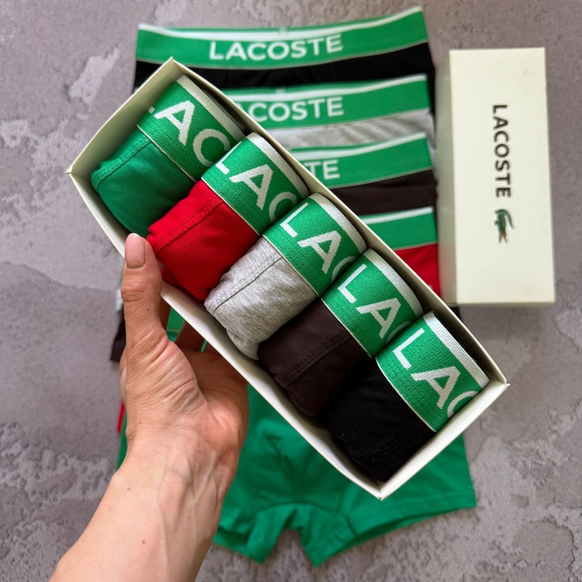 Набір чоловічої білизни Туреччина Lacoste (Лакост) | Бавовняні боксери, 5 штук MTT-0000033 фото