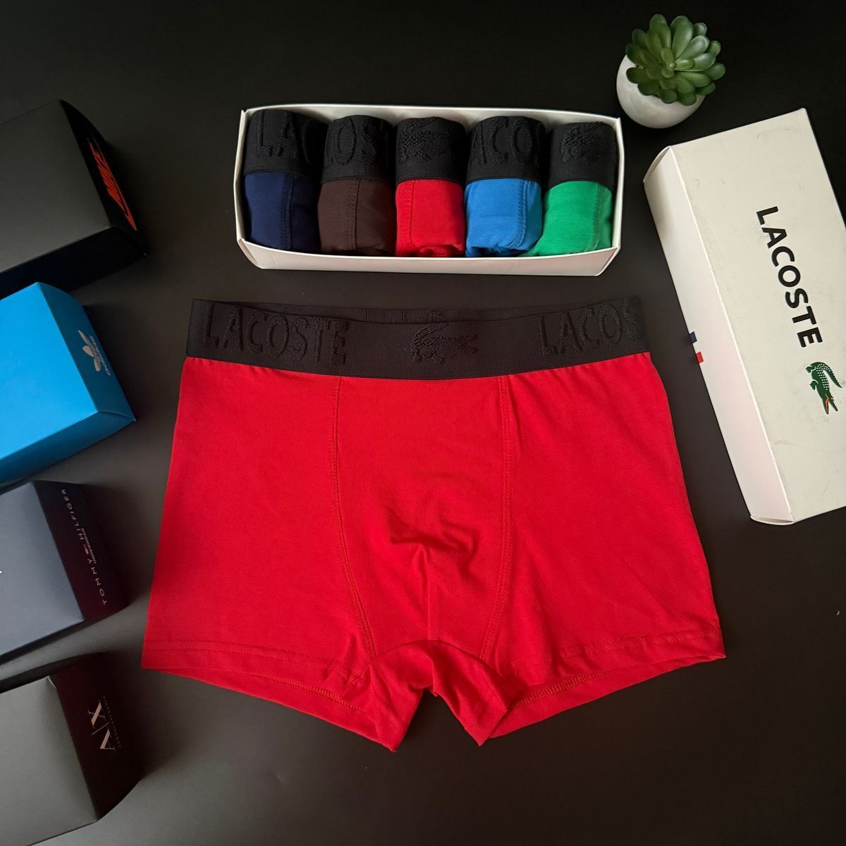 Набір чоловічої білизни Туреччина Lacoste (Лакост) | Бавовняні боксери, 5 штук MTT-0000042 фото