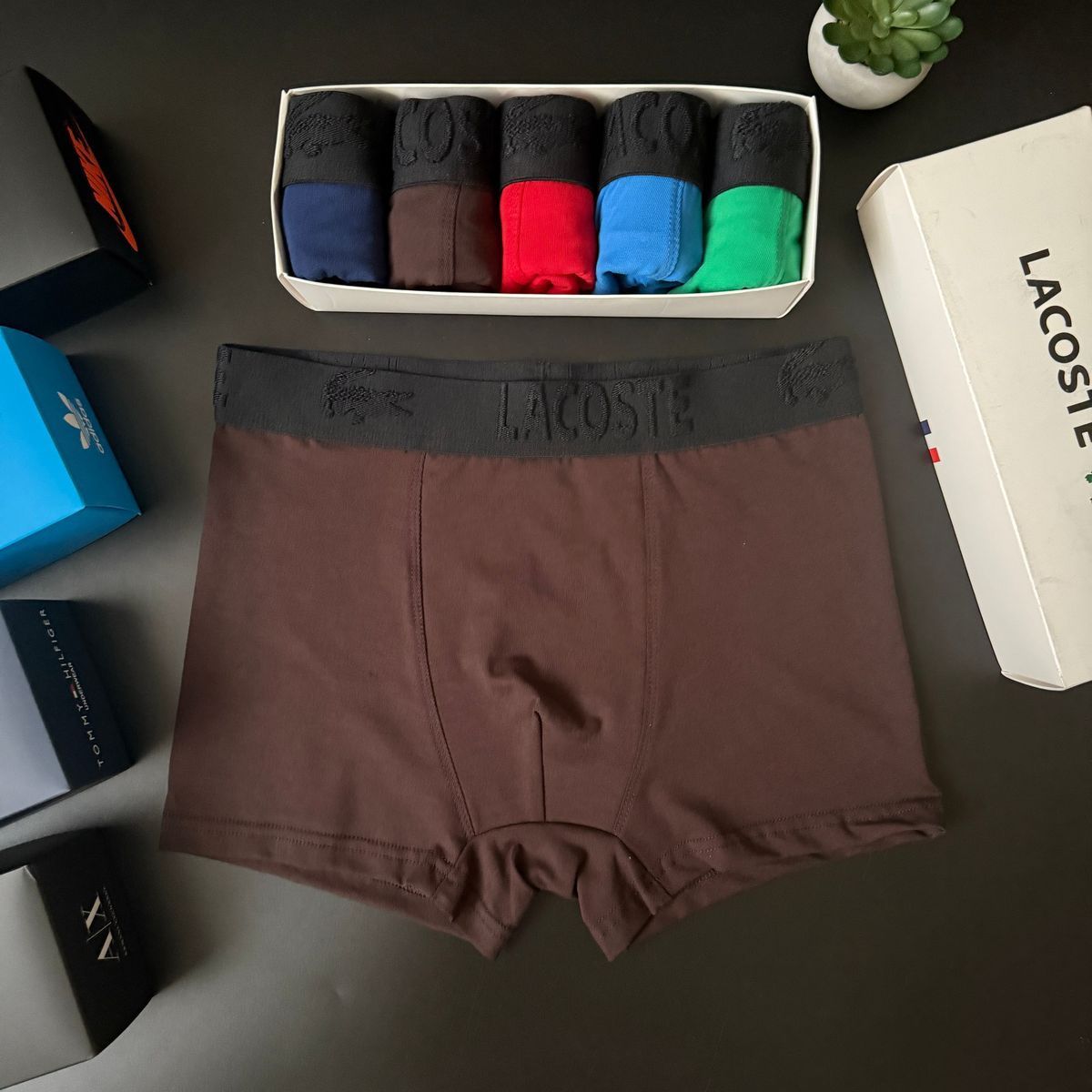 Набір чоловічої білизни Туреччина Lacoste (Лакост) | Бавовняні боксери, 5 штук MTT-0000042 фото