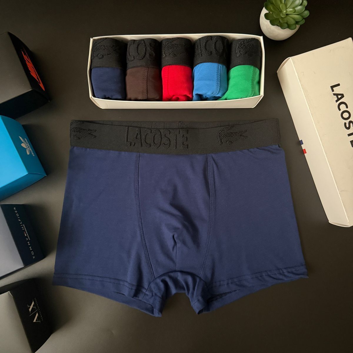 Набір чоловічої білизни Туреччина Lacoste (Лакост) | Бавовняні боксери, 5 штук MTT-0000042 фото