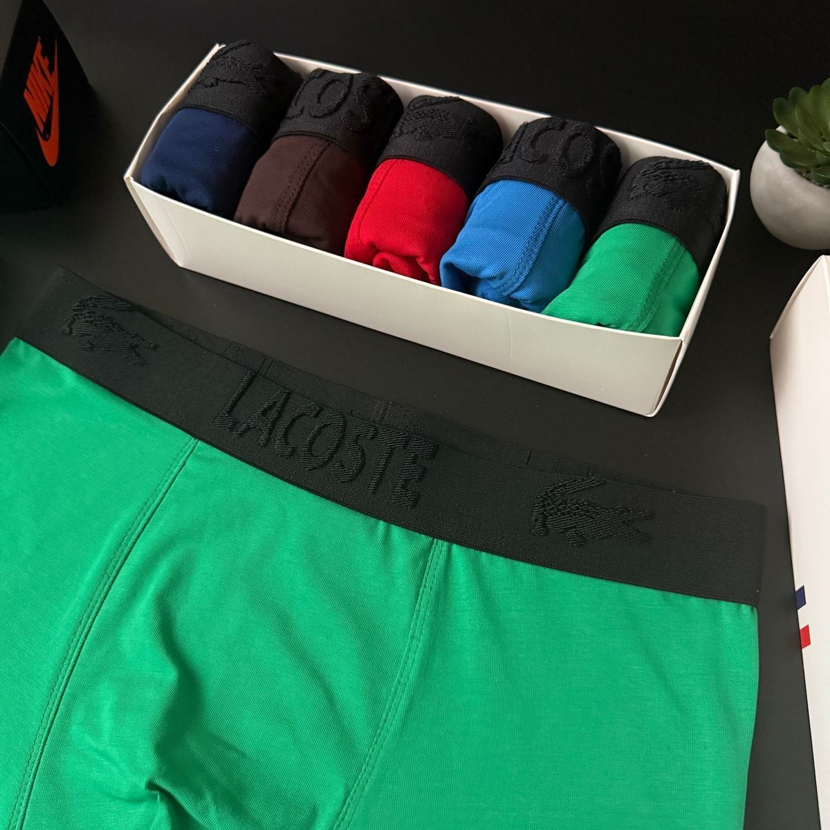 Набір чоловічої білизни Туреччина Lacoste (Лакост) | Бавовняні боксери, 5 штук MTT-0000042 фото