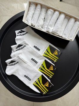 Набір чоловічих спортивних шкарпеток Adidas | Комплект 9 пар (Білі, бавовна) NM-0000007 фото
