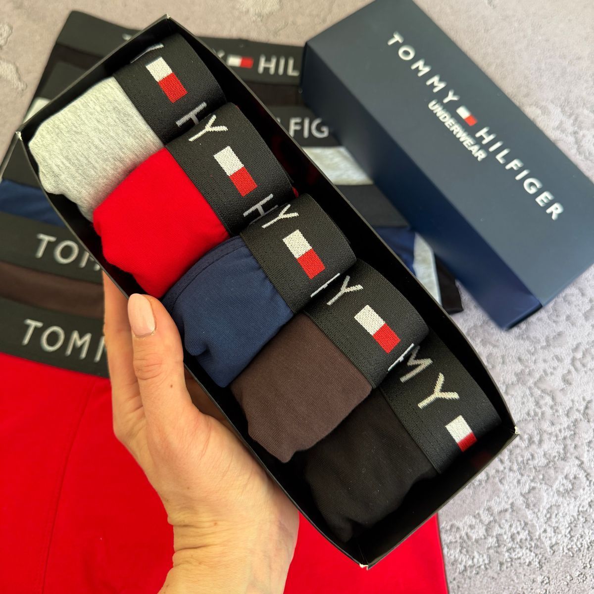 Набір чоловічої білизни Туреччина Tommy Hilfiger (Томмі Хілфігер) | Бавовняні боксери, 5 штук MTT-0000006 фото
