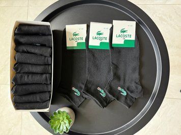 Набір чоловічих спортивних шкарпеток Lacoste | Комплект 9 пар (Чорні, бавовна) NM-0000009 фото