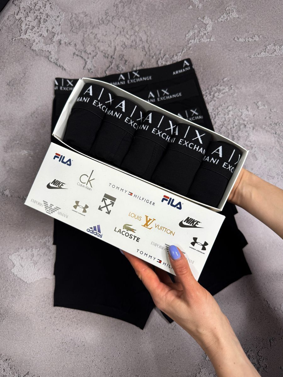 Набір чоловічої білизни Туреччина Armani (Армані) | Бавовняні боксери, 5 штук MTT-0000051 фото