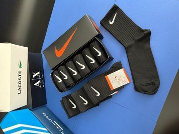 Набір чоловічих спортивних шкарпеток Nike | Комплект 6 пар, високі (Чорні, бавовна) NM-0000013 фото