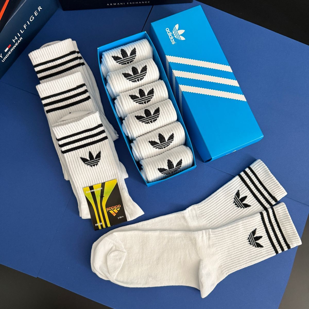 Набір чоловічих спортивних шкарпеток Adidas | Комплект 6 пар, високі (Білі, бавовна) NM-0000017 фото