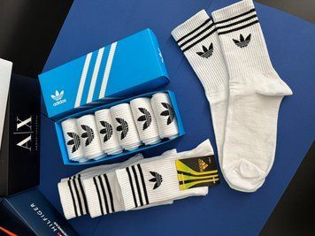 Набір чоловічих спортивних шкарпеток Adidas | Комплект 6 пар, високі (Білі, бавовна) NM-0000017 фото